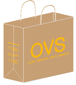 SHOPPER PICCOLA OVS - avana logo giallo